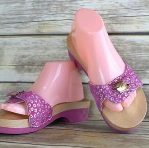 Pink Glitter Scholls Fitness Clogs. 10